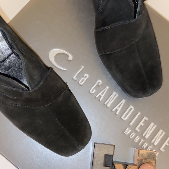 🇨🇦La CANADIENNE Montreal Waterproof ‘Shootie’ Bootie Heels in Black Suede - Picture 11 of 12